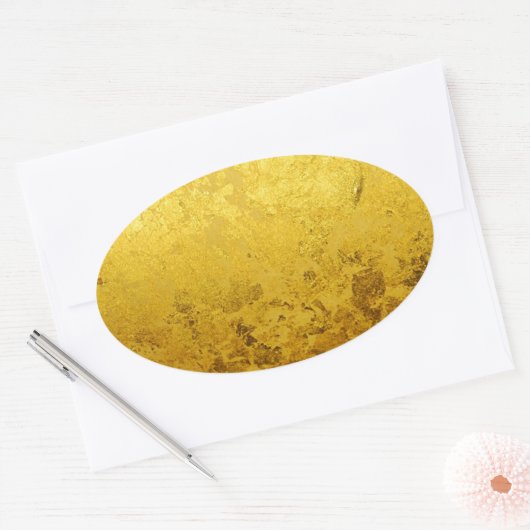 PURE GOLD-patroon / goudblad Ovale Sticker (Envelop)