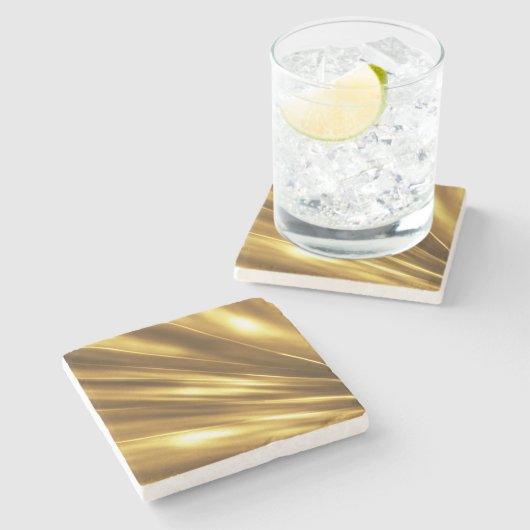 PURE GOLD Shine Pattern + jouw tekst / foto Stenen Onderzetter (Zijkant)