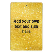 PURE GOLD Sparkles Patroon + jouw tekst/ideeën Mini Klembord (Achterkant)