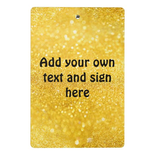 PURE GOLD Sparkles Patroon + jouw tekst/ideeën Mini Klembord (Achterkant)