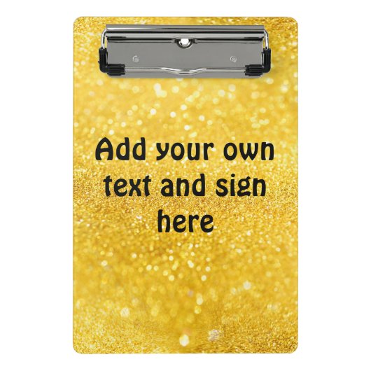 PURE GOLD Sparkles Patroon + jouw tekst/ideeën Mini Klembord (Voorkant)