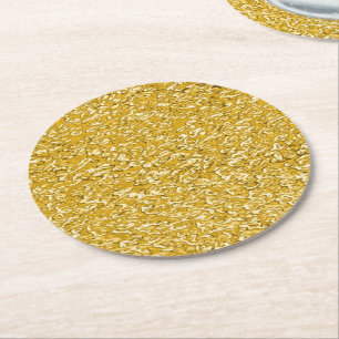 PURE GOLD Splatter Patroon + jouw tekst / foto Ronde Kartonnen Onderzetter