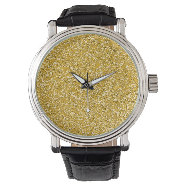 PURE GOLD Splatter Patroon + jouw tekst Horloge (Voorkant)