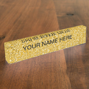 PURE GOLD Splatter Patroon + jouw tekst Naambordje