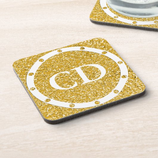 PURE GOLD Splatter Pattern + uw afbeelding Bier Onderzetter (Linkerzijde)