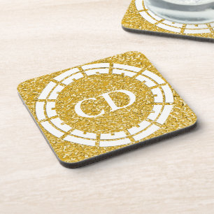 PURE GOLD Splatter Pattern + uw afbeelding Bier Onderzetter