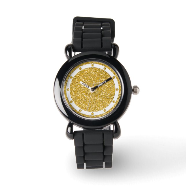 PURE GOLD Splatter Pattern + uw afbeelding Horloge (Voorkant)