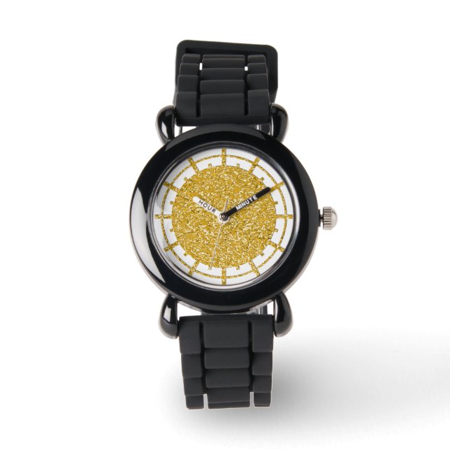 PURE GOLD Splatter Pattern + uw afbeelding Horloge (Voorkant)