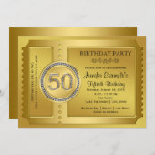 Pure Gold Ticket 50ste verjaardagsfeest Kaart (Voorkant / Achterkant)