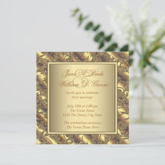 Pure Gold Wedding Kaart (Staand voorkant)