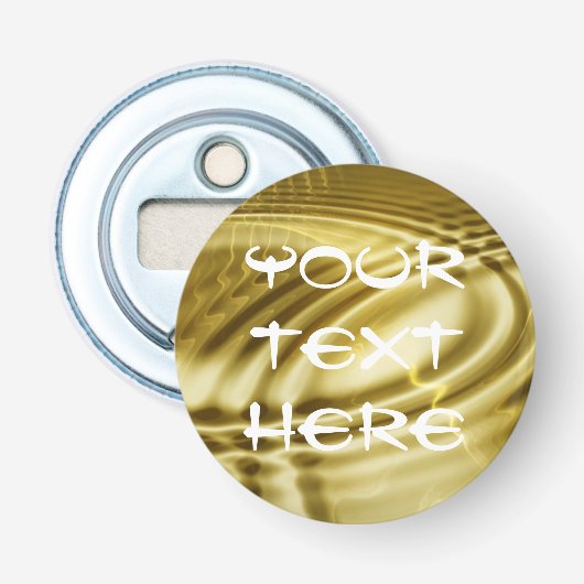 PURE GOLDEN WAVES soft Pattern + jouw tekst Button Flesopener (Voorkant)