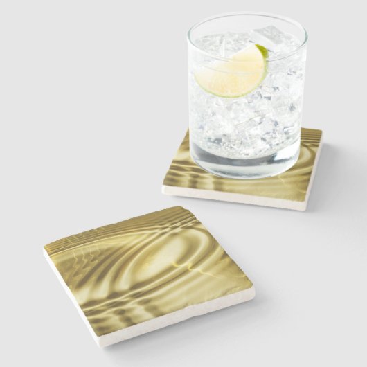 PURE GOLDEN WAVES soft Pattern + jouw tekst/foto Stenen Onderzetter (Zijkant)