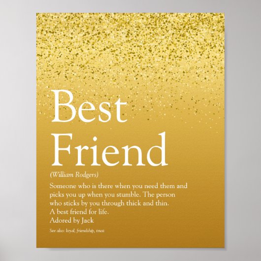 Pure Goud Beste Vriend Definities Glitter Glam Poster (Voorkant)