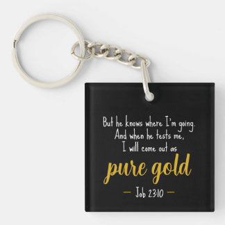 Pure Goud Job 23:10 Bijbel Sleutelhanger