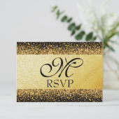Pure gouden elegantie RSVP kaartje (Staand voorkant)