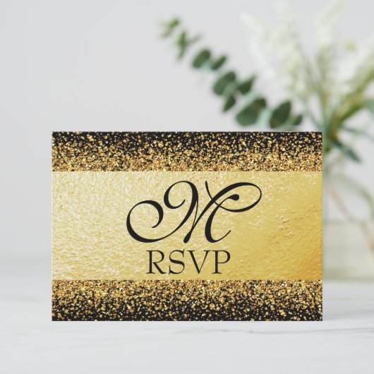 Pure gouden elegantie RSVP kaartje (Staand voorkant)