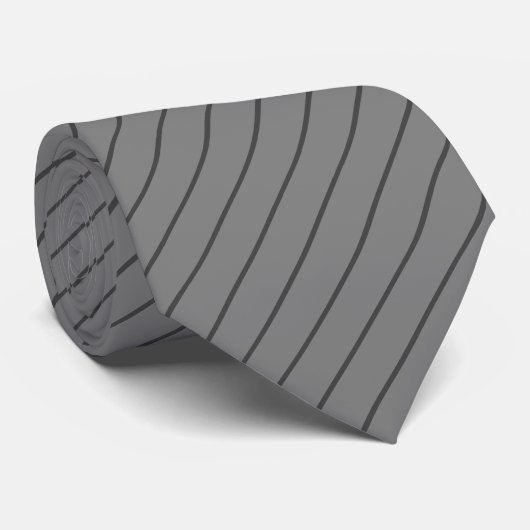 Pure Gray with Charcoal Gray Pinstripes Stropdas (Opgerold)
