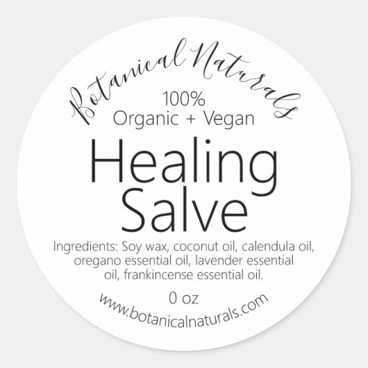 Pure Handgemaakte Biologische Vegan Healing Balm L Ronde Sticker (Voorkant)