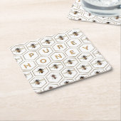 PURE HONEY Apiary Promotion Bee Honeycomb Onderzet Kartonnen Onderzetters (Schuin)