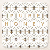 PURE HONEY Apiary Promotion Bee Honeycomb Onderzet Kartonnen Onderzetters (Voorkant)