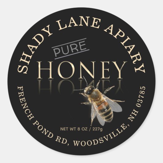 PURE Honey Label met Honingbij Black Gold Reflect (Voorkant)