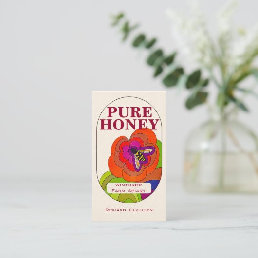 Pure Honey Pop Art Flowers Visitekaartje (Staand voorkant)