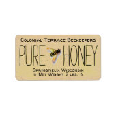 Pure Honey Rustic Beekeeper Honey Jar Etiket (Voorkant)