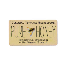Pure Honey Rustic Beekeeper Honey Jar Etiket