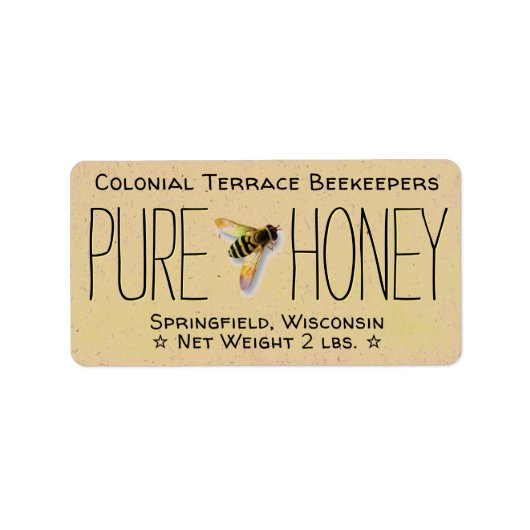 Pure Honey Rustic Beekeeper Honey Jar Etiket (Voorkant)