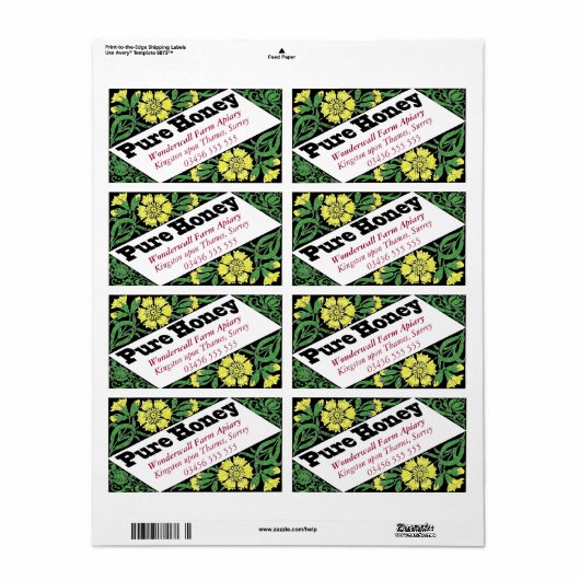 Pure Honey Yellow Flowers Etiket (Full Sheet)