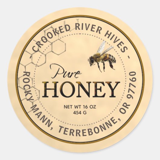 Pure Honey Yellow Label Realistic Bee Honeycomb (Voorkant)