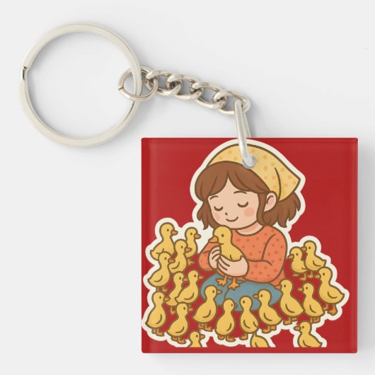 Pure Joy with Little Ducklings 🐥💛" Sleutelhanger (voorkant)