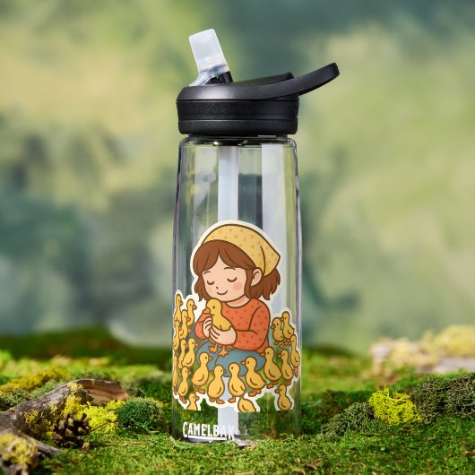 Pure Joy with Little Ducklings 🐥💛" Waterfles (Buiten (Gedraaid)  )