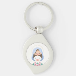 Pure Kawaii Maagd Maria met Hart - Wit Sleutelhanger