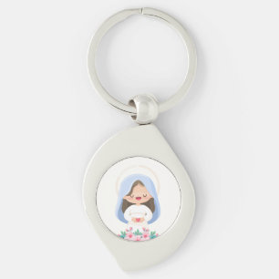 Pure Kawaii Maagd Maria met Hart - Wit Sleutelhanger