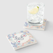 Pure liefde als een bloem stenen onderzetter (Zijkant)