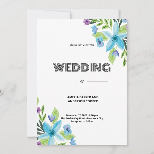 Pure liefde bloesems bruiloft kaart (Voorkant)