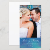 Pure liefde / Waterverf bruiloft fotokaart / blauw Bedankkaart (Voorkant / Achterkant)