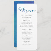 Pure Liefde Waterverf Bruiloft Menu / Ocean Blue (Voorkant / Achterkant)