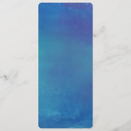 Pure Liefde Waterverf Bruiloft Menu / Ocean Blue (Achterkant)