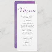 Pure Liefde Waterverf Bruiloft Menu / Violet (Voorkant / Achterkant)