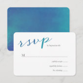 Pure Liefde Waterverf Bruiloft RSVP / Ocean Blue Kaartje (Voorkant / Achterkant)