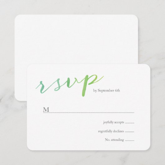Pure Liefde Waterverf Bruiloft RSVP / Witte Rug (Voorkant / Achterkant)