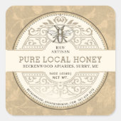Pure Local Honey  Label Floral Achtergrond (Voorkant)
