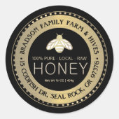 PURE LOCAL RAW HONEY label met gestileerde gouden (Voorkant)