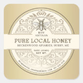 Pure lokale honing label Metallic Gold Bee (Voorkant)