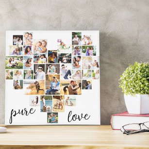 Pure Love Heart 36 Photo Collage Small Square Canvas Afdruk