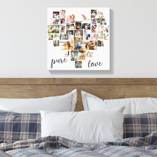 Pure Love Heart 36 Photo Collage Small Square Canvas Afdruk (Insitu (Slaapkamer))