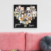 Pure Love Heart Shaped Photo Collage Small Square Canvas Afdruk (Insitu (Woonkamer))