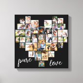Pure Love Heart Shaped Photo Collage Small Square Canvas Afdruk (Voorkant)